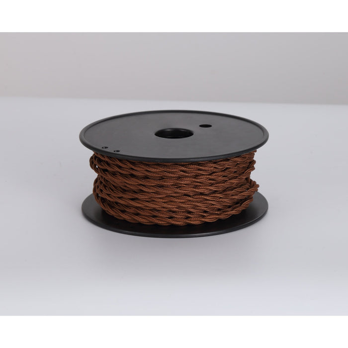 Nelson Lighting NL80949 Apollo 25m Roll Dark Brown Braided Twisted 2 Core 0.75mm Cable VDE Approved