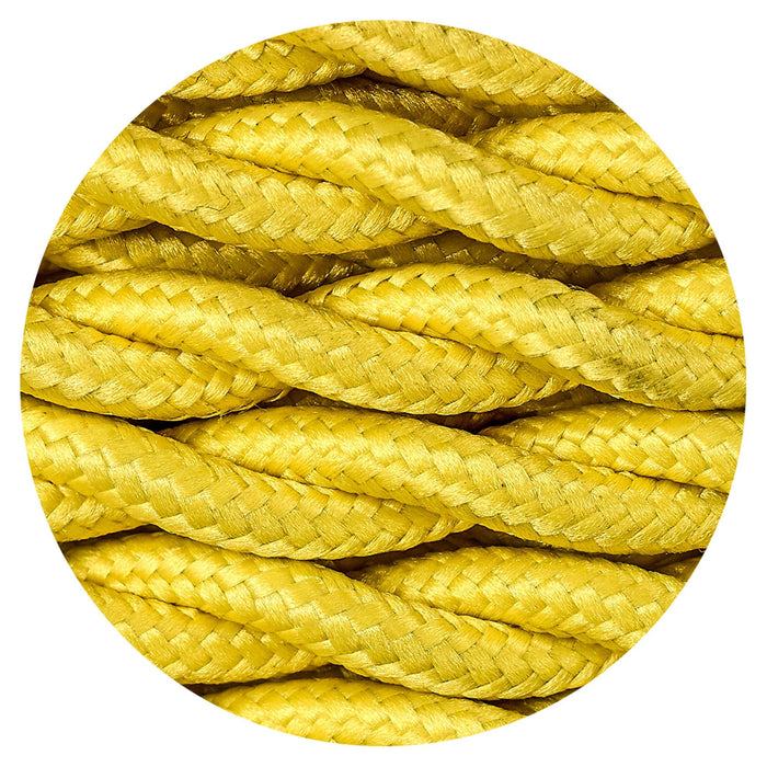 Nelson Lighting NL81049 Apollo 25m Roll Yellow Braided Twisted 2 Core 0.75mm Cable VDE Approved