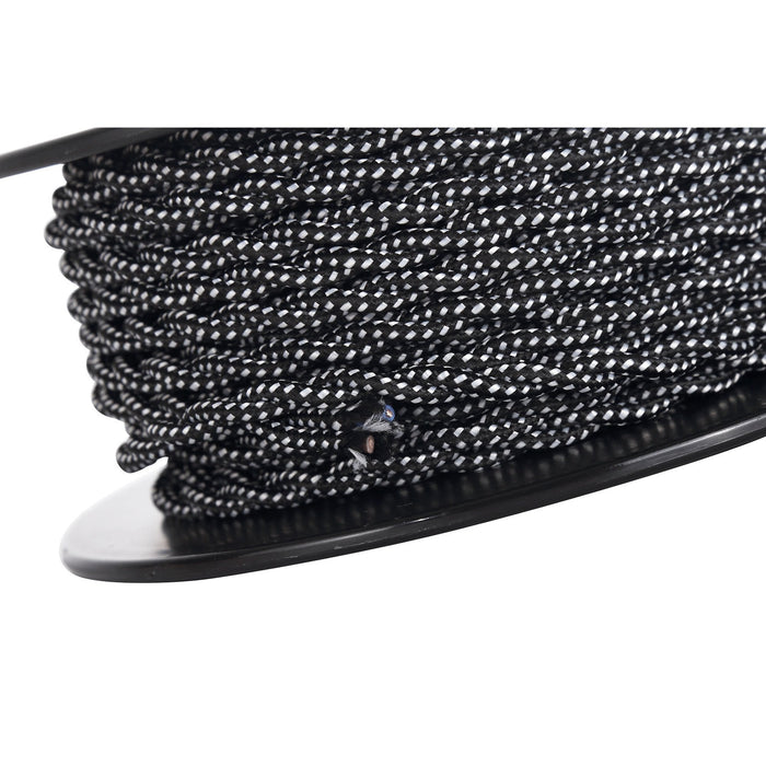 Nelson Lighting NL81079 Apollo 25m Roll Black & White Spot Braided Twisted 2 Core 0.75mm Cable VDE Approved