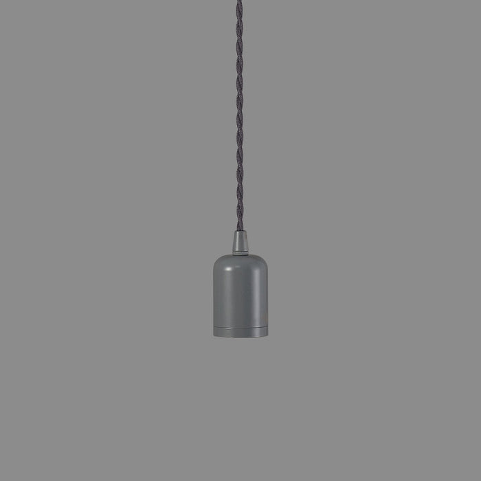 Nelson Lighting NL91479 Apollo E27 (Max 60W) Lampholder Warm Grey With 3m Grey Braided Twisted Cable & Deeper Shade Ring