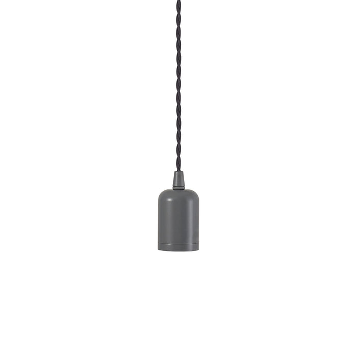 Nelson Lighting NL91479 Apollo E27 (Max 60W) Lampholder Warm Grey With 3m Grey Braided Twisted Cable & Deeper Shade Ring