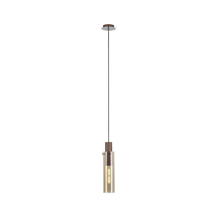 Nelson Lighting NL91649 Tokyo Slim 1 Light Pendant Mocha Polished Chrome