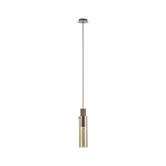 Nelson Lighting NL91649 Tokyo Slim 1 Light Pendant Mocha Polished Chrome