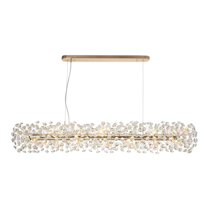 Nelson Lighting NL82959 Bulge 14 Light Oblong Linear Pendant French Gold Crystal