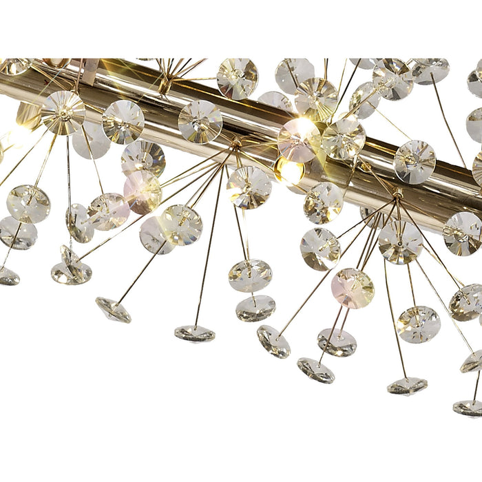 Nelson Lighting NL82959 Bulge 14 Light Oblong Linear Pendant French Gold Crystal