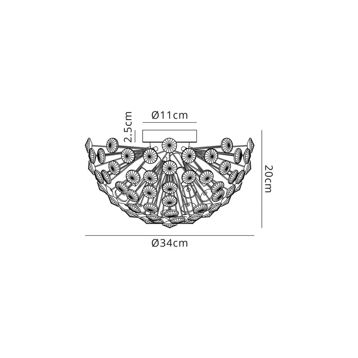 Nelson Lighting NL86929 Bulge 4 Light Ceiling Light Polished Chrome Crystal