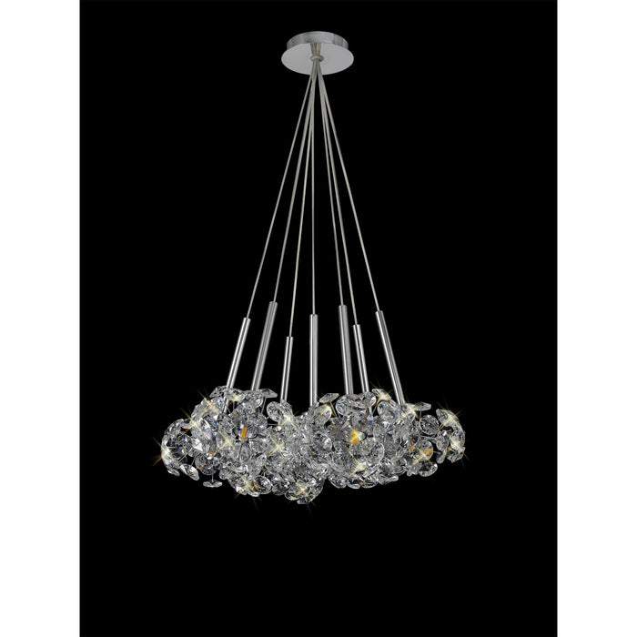 Nelson Lighting NLK04919 Bulge 7 Light Cluster Pendant Polished Chrome Crystal