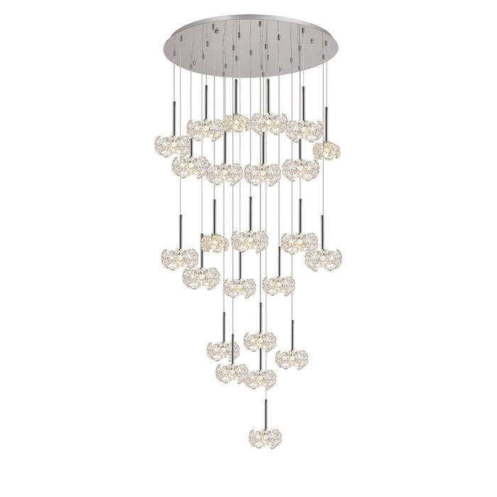 Nelson Lighting NLK05079 Bulge 24 Light Round Pendant Polished Chrome Crystal