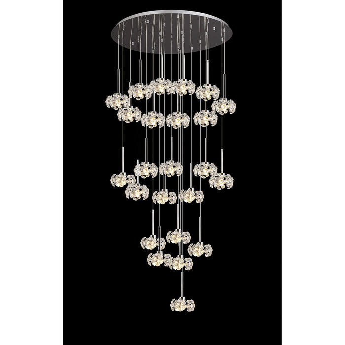 Nelson Lighting NLK05079 Bulge 24 Light Round Pendant Polished Chrome Crystal
