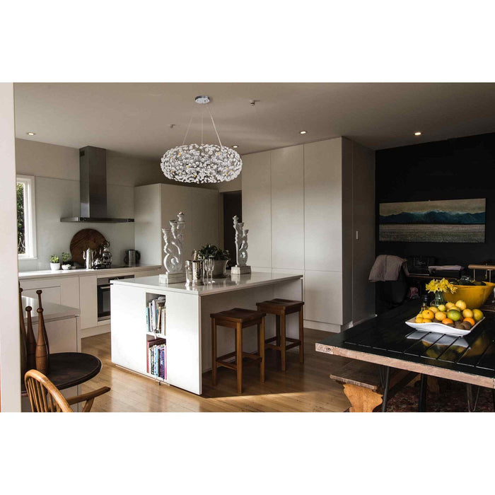 Nelson Lighting NLK05079 Bulge 24 Light Round Pendant Polished Chrome Crystal