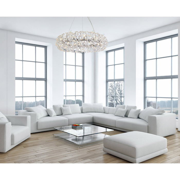 Nelson Lighting NLK05079 Bulge 24 Light Round Pendant Polished Chrome Crystal