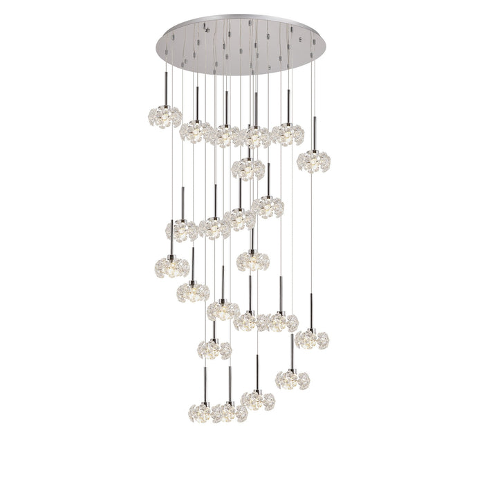 Nelson Lighting NLK05079 Bulge 24 Light Round Pendant Polished Chrome Crystal