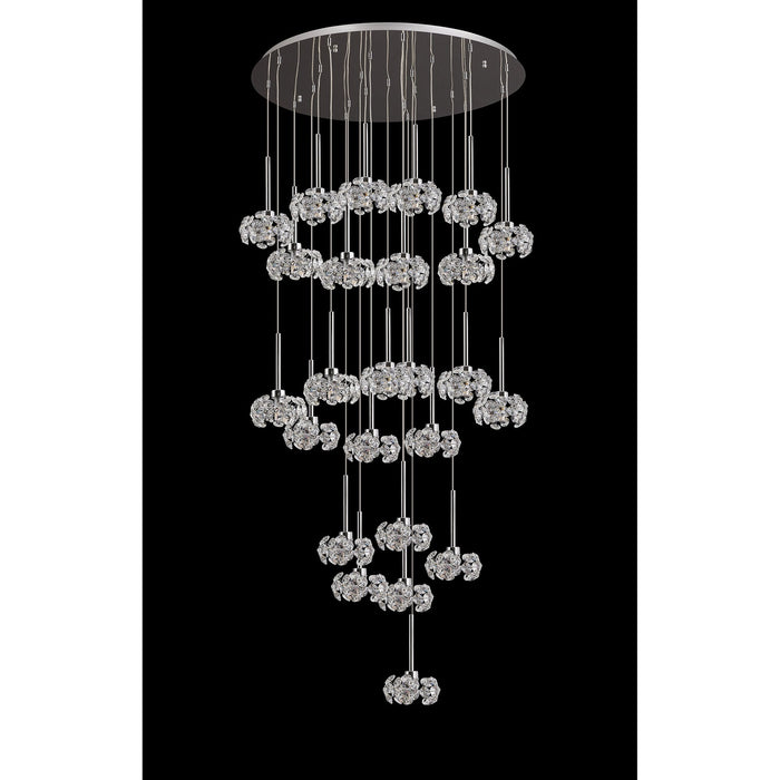 Nelson Lighting NLK05079 Bulge 24 Light Round Pendant Polished Chrome Crystal