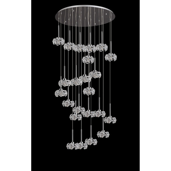 Nelson Lighting NLK05079 Bulge 24 Light Round Pendant Polished Chrome Crystal
