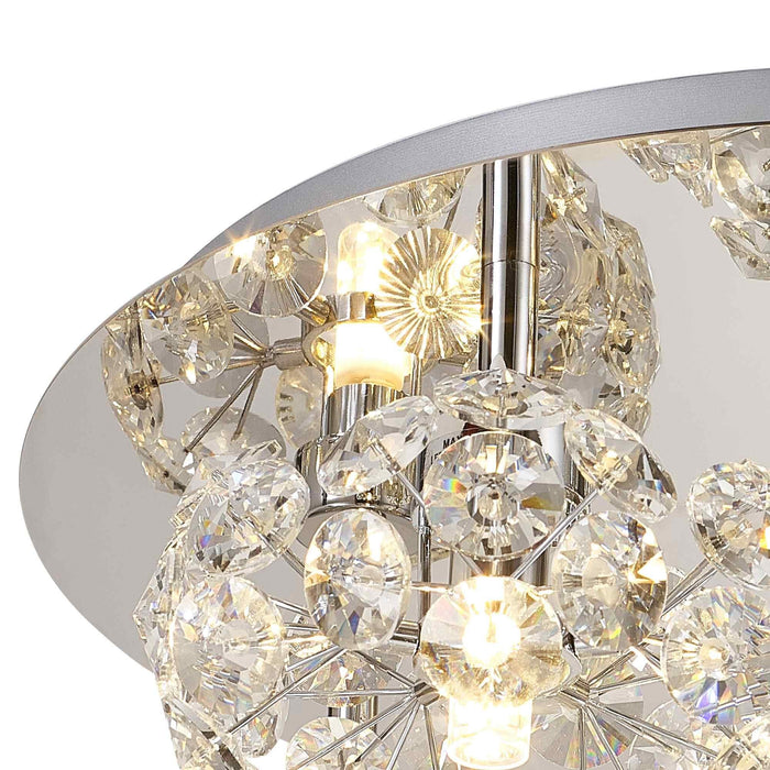 Nelson Lighting NLK05129 Bulge 5 Light Flush Ceiling Light Polished Chrome Crystal
