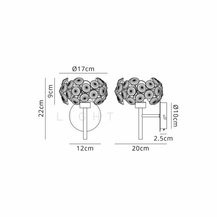 Nelson Lighting NLK08989 Bulge 1 Light Wall Light French Gold Crystal