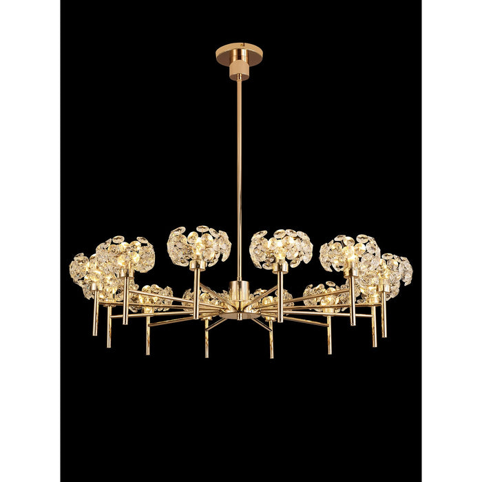 Nelson Lighting NLK09009 Bulge 12 Light Pendant/Ceiling Light French Gold Crystal