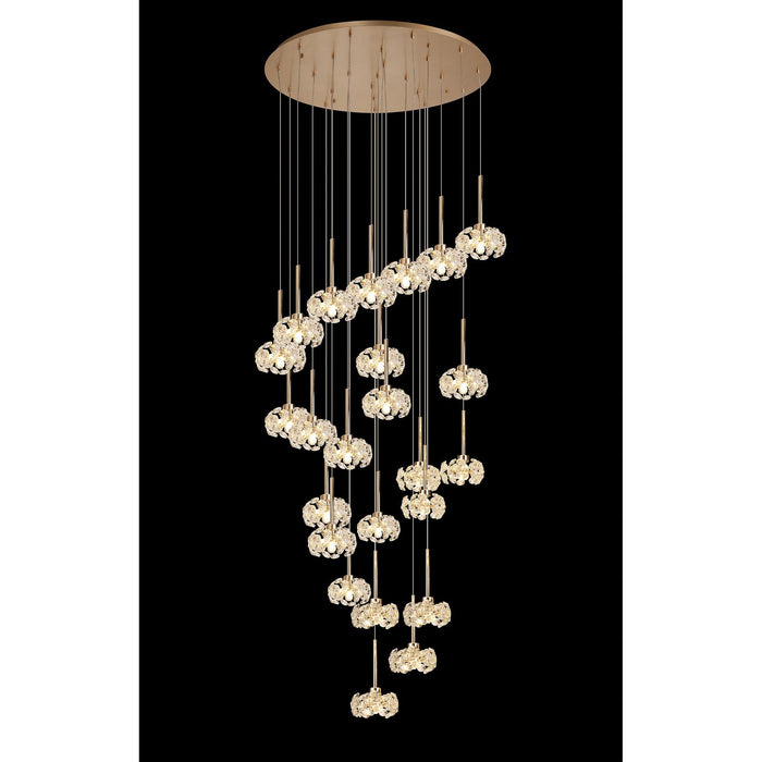 Nelson Lighting NLK13619 Bulge 24 Light Round Pendant French Gold Crystal