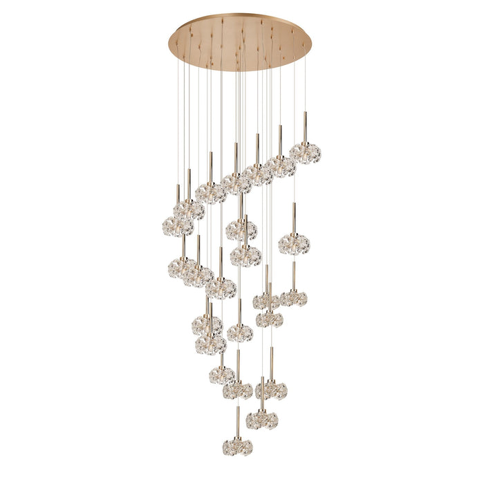 Nelson Lighting NLK13619 Bulge 24 Light Round Pendant French Gold Crystal