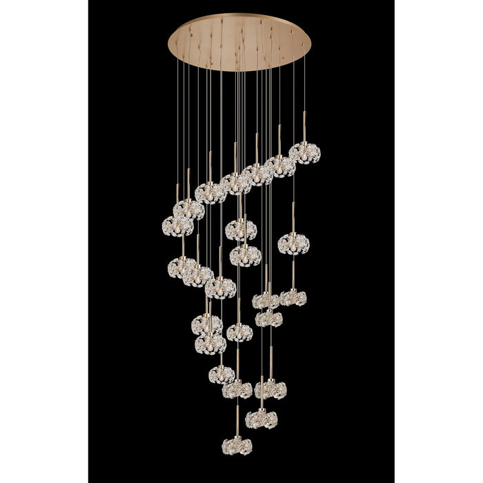 Nelson Lighting NLK13619 Bulge 24 Light Round Pendant French Gold Crystal