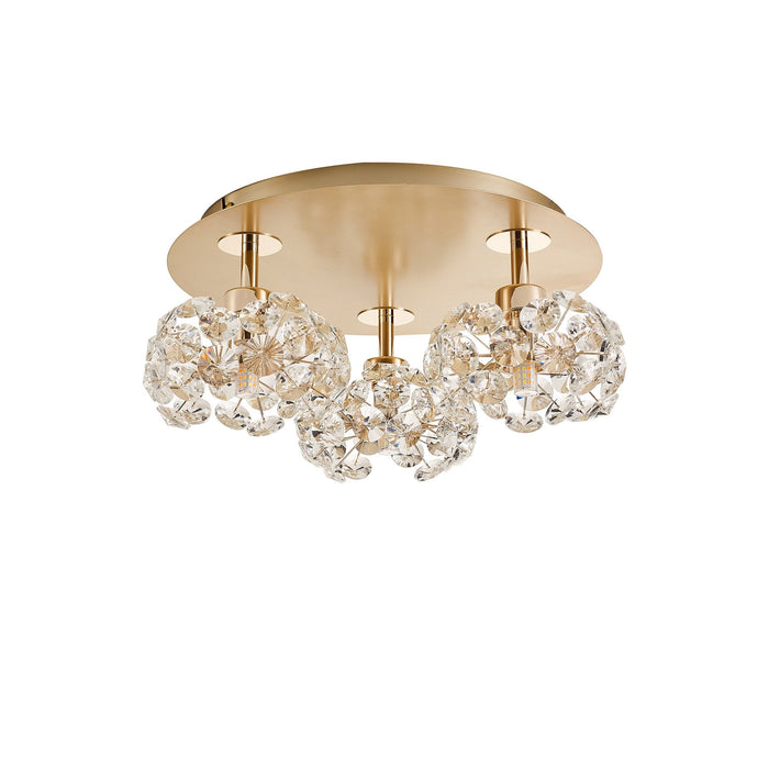 Nelson Lighting NLK15409 Bulge 3 Light Flush Ceiling Light French Gold Crystal