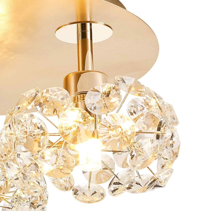 Nelson Lighting NLK15409 Bulge 3 Light Flush Ceiling Light French Gold Crystal