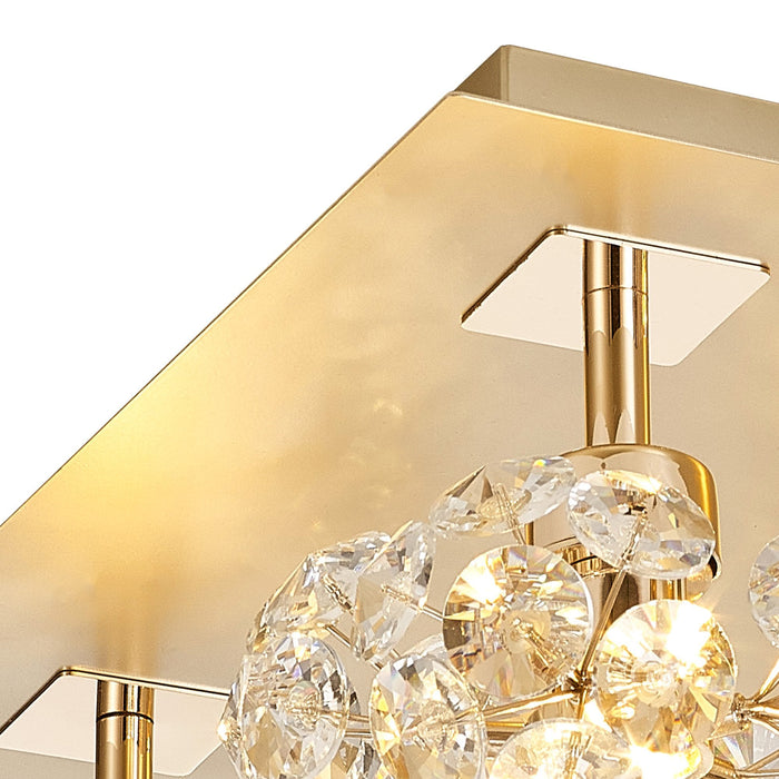 Nelson Lighting NLK15439 Bulge 4 Light Flush Ceiling Light French Gold Crystal