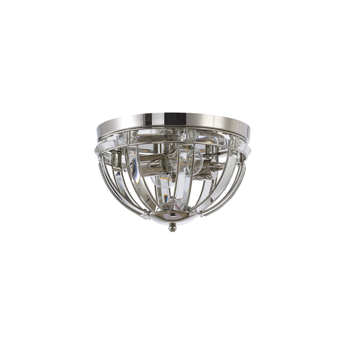 Nelson Lighting NL84269 Char 2 Light Ceiling Light Polished Nickel Clear
