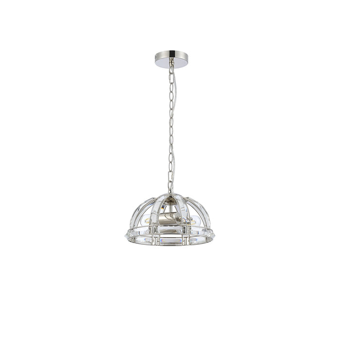 Nelson Lighting NL99949 Char 2 Light Small Dome Pendant Polished Nickel Clear