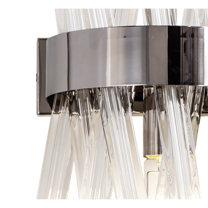 Nelson Lighting NL83599 Clover 2 Light Wall Light Polished Nickel Clear