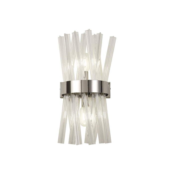 Nelson Lighting NL83599 Clover 2 Light Wall Light Polished Nickel Clear