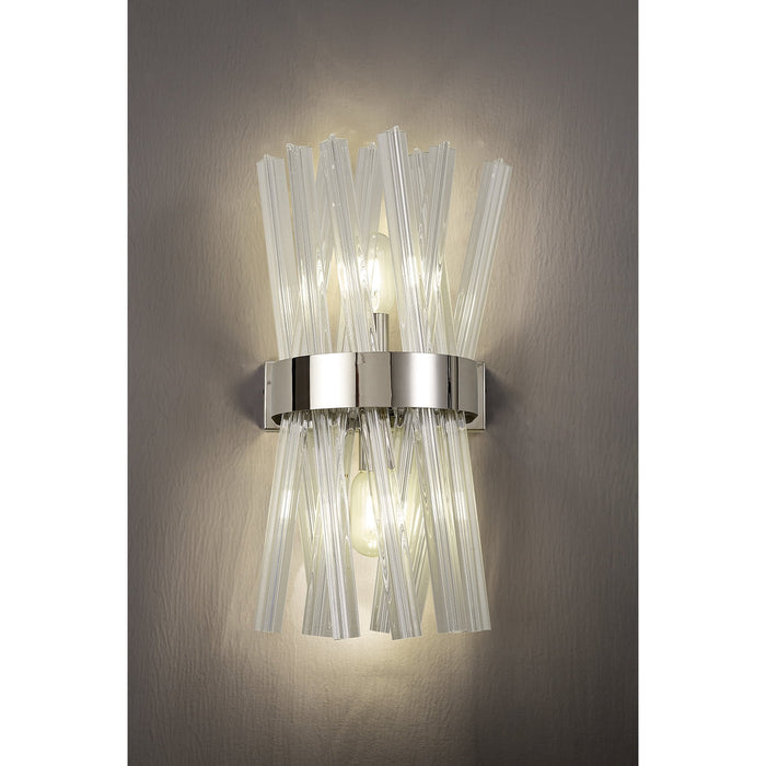 Nelson Lighting NL83599 Clover 2 Light Wall Light Polished Nickel Clear