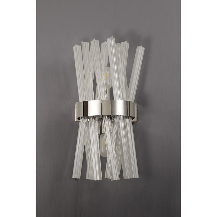 Nelson Lighting NL83599 Clover 2 Light Wall Light Polished Nickel Clear