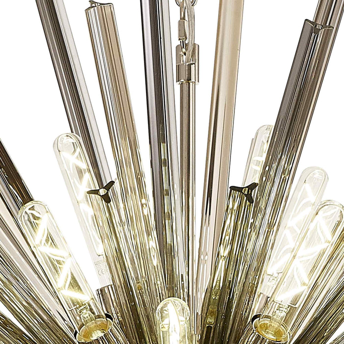 Nelson Lighting NL87609 Clover 32 Light Oval Pendant Polished Nickel Smoke