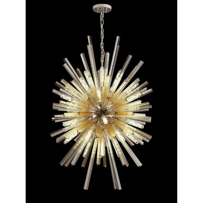 Nelson Lighting NL87619 Clover 32 Light Oval Pendant Polished Nickel Champagne Gold