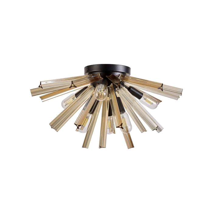 Nelson Lighting NL88179 Clover 6 Light Ceiling Light Matt Black Champagne Gold