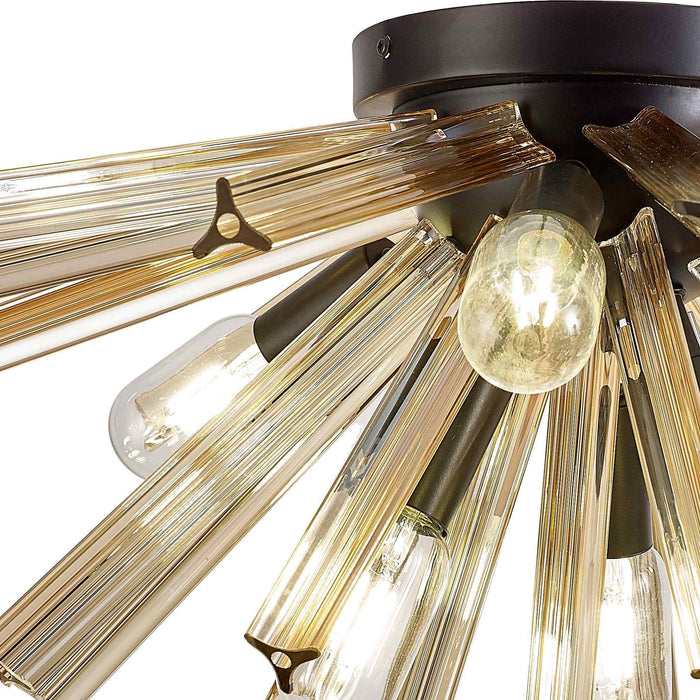Nelson Lighting NL88179 Clover 6 Light Ceiling Light Matt Black Champagne Gold