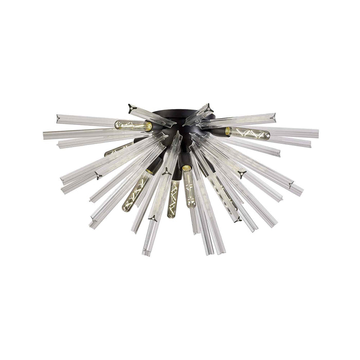 Nelson Lighting NL88189 Clover 8 Light Ceiling Light Matt Black Clear
