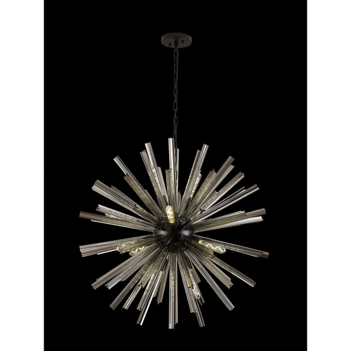 Nelson Lighting NL88259 Clover 16 Light Round Pendant Matt Black Smoke