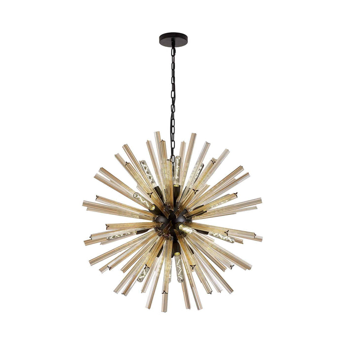 Nelson Lighting NL88269 Clover 16 Light Round Pendant Matt Black Champagne Gold