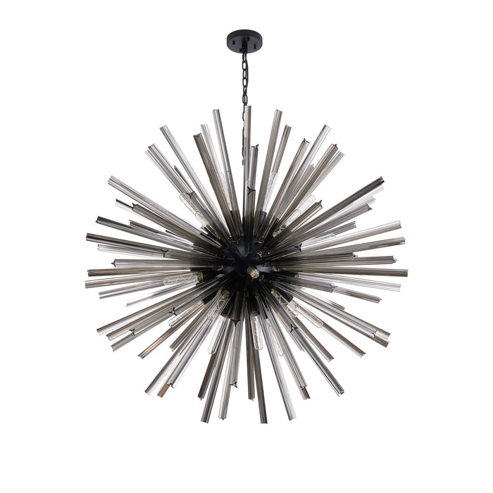 Nelson Lighting NL88289 Clover 32 Light Round Pendant Matt Black Smoke