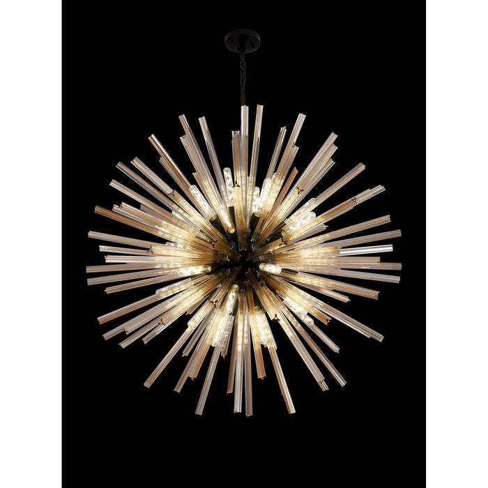 Nelson Lighting NL88299 Clover 32 Light Round Pendant Matt Black Champagne Gold