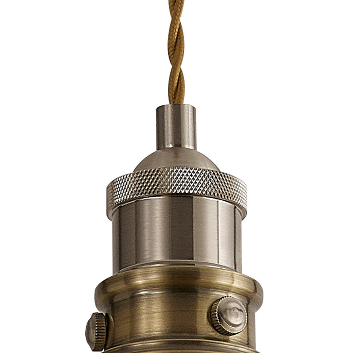 Nelson Lighting NL85369 Corfu 1 Light Small Pendant Antique Brass Satin Nickel