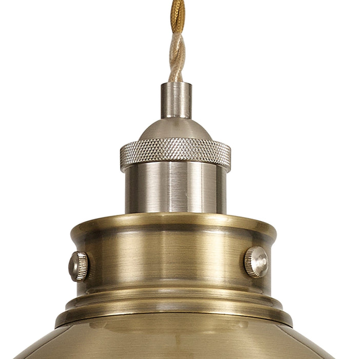 Nelson Lighting NL85379 Corfu 1 Light Medium Pendant Antique Brass Satin Nickel