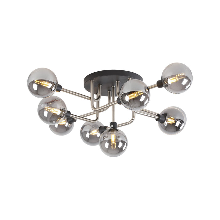 Nelson Lighting NL90829 Dylon 9 Light Flush Ceiling Light Graphite Satin Nickel
