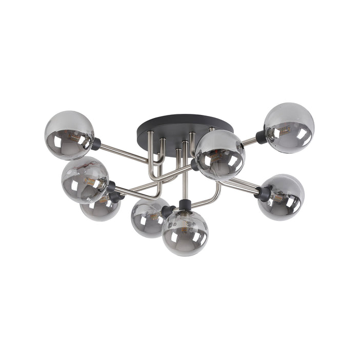 Nelson Lighting NL90829 Dylon 9 Light Flush Ceiling Light Graphite Satin Nickel