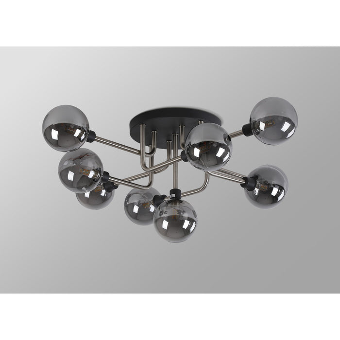 Nelson Lighting NL90829 Dylon 9 Light Flush Ceiling Light Graphite Satin Nickel