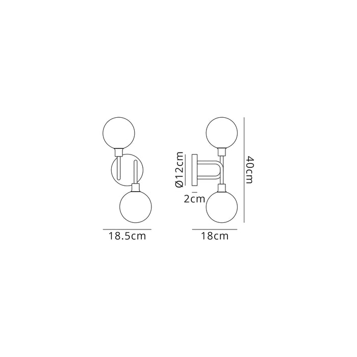 Nelson Lighting NL90849 Dylon 2 Light Wall Light Graphite Satin Nickel