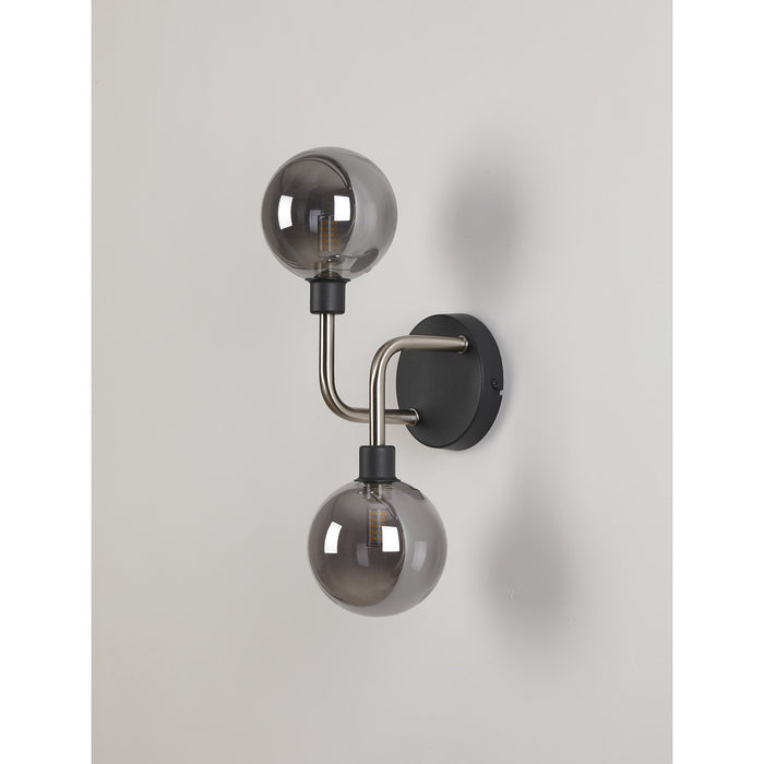 Nelson Lighting NL90849 Dylon 2 Light Wall Light Graphite Satin Nickel