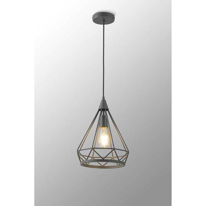 Nelson Lighting NL93829 Eros 1 Light Small Diamond Pendant Matt Grey